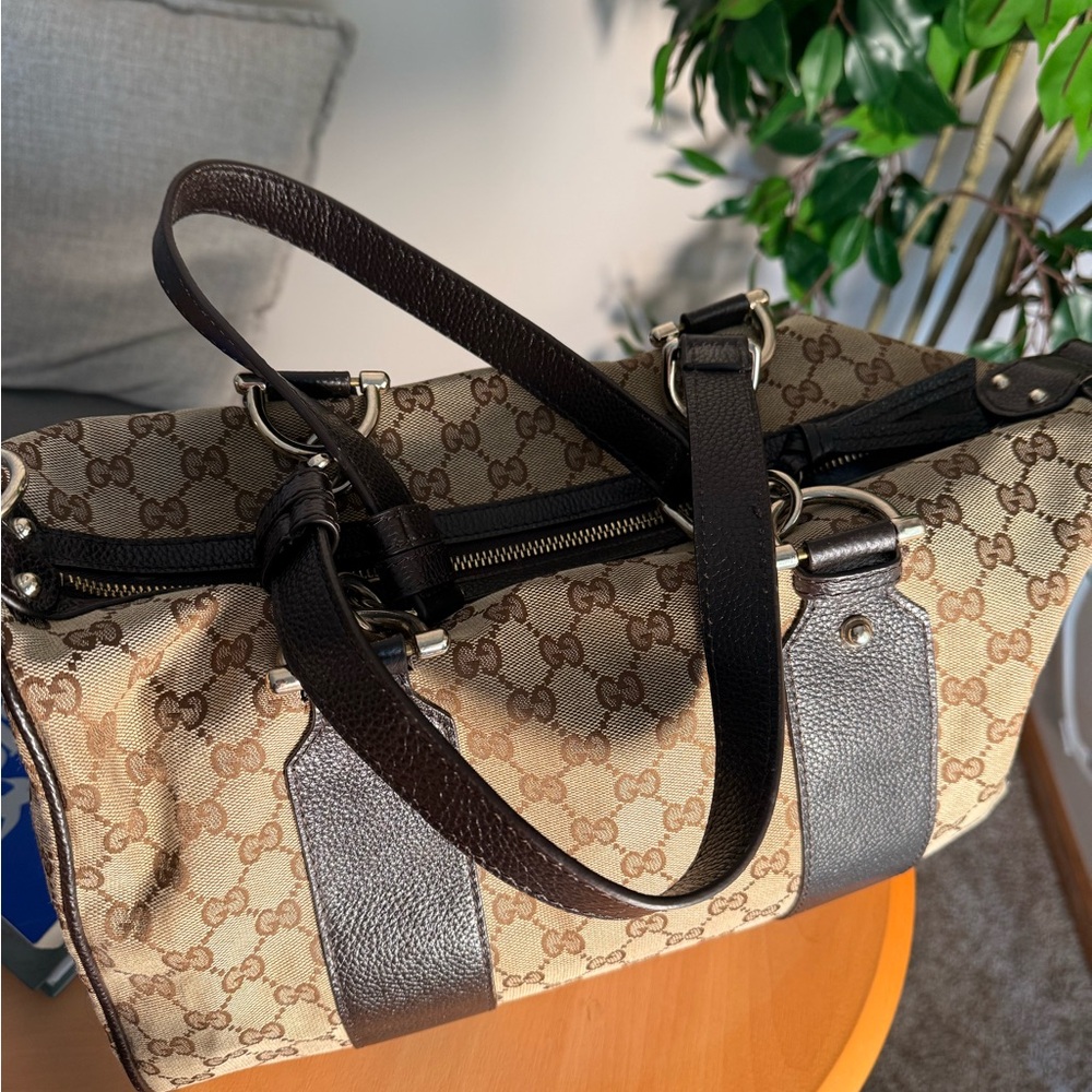 Gucci Beige and Dark Brown Satchel - Picture 2 of 4